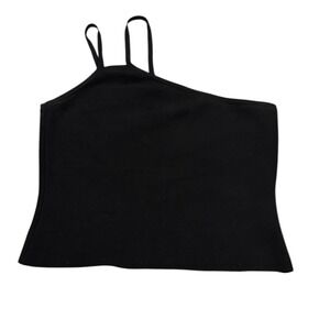 Halston Heritage Revolve One Shoulder Black Asymmetrical Crop‎ Top Y2K Minimal S